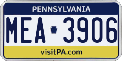 PA license plate MEA3906