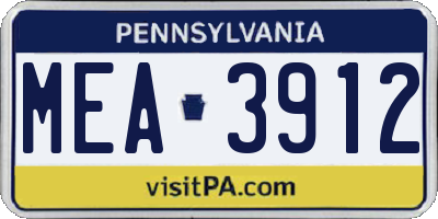 PA license plate MEA3912