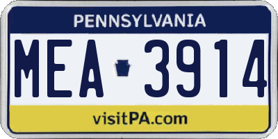 PA license plate MEA3914