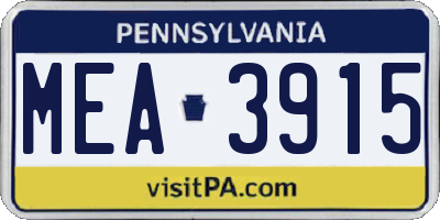 PA license plate MEA3915