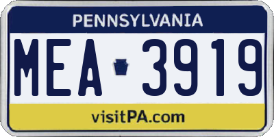 PA license plate MEA3919