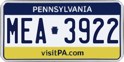 PA license plate MEA3922