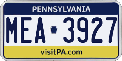 PA license plate MEA3927