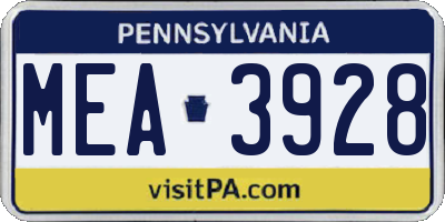 PA license plate MEA3928