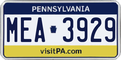PA license plate MEA3929
