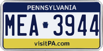 PA license plate MEA3944