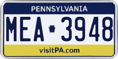 PA license plate MEA3948