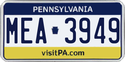 PA license plate MEA3949