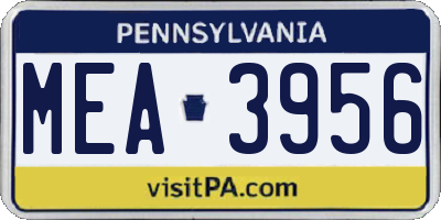 PA license plate MEA3956