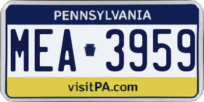 PA license plate MEA3959