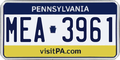 PA license plate MEA3961