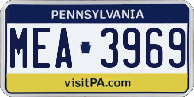 PA license plate MEA3969