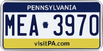 PA license plate MEA3970