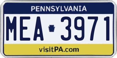 PA license plate MEA3971