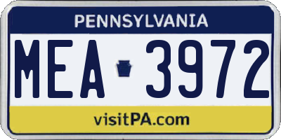 PA license plate MEA3972
