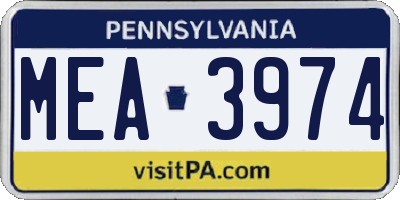 PA license plate MEA3974