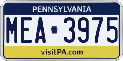 PA license plate MEA3975