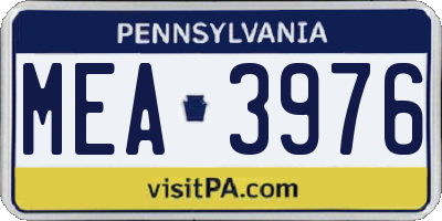 PA license plate MEA3976