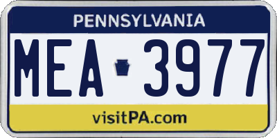 PA license plate MEA3977
