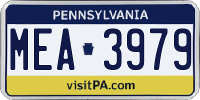 PA license plate MEA3979