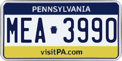 PA license plate MEA3990