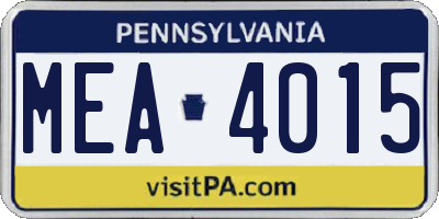 PA license plate MEA4015