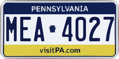 PA license plate MEA4027