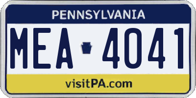 PA license plate MEA4041