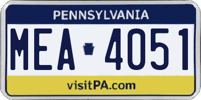 PA license plate MEA4051