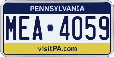 PA license plate MEA4059