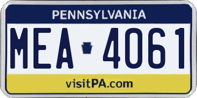 PA license plate MEA4061