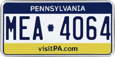 PA license plate MEA4064
