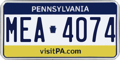 PA license plate MEA4074