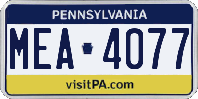 PA license plate MEA4077