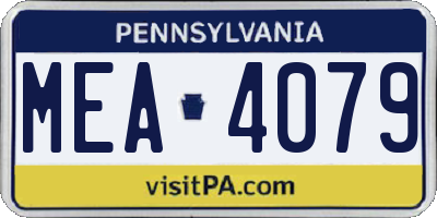 PA license plate MEA4079