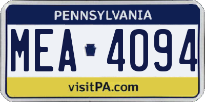 PA license plate MEA4094