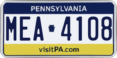 PA license plate MEA4108