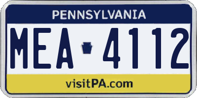 PA license plate MEA4112