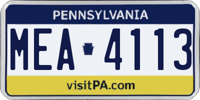 PA license plate MEA4113