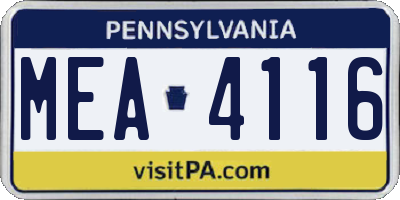 PA license plate MEA4116