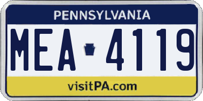 PA license plate MEA4119