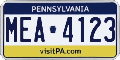 PA license plate MEA4123