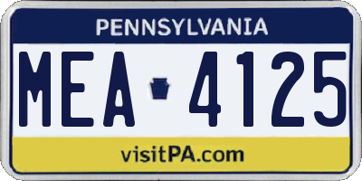 PA license plate MEA4125