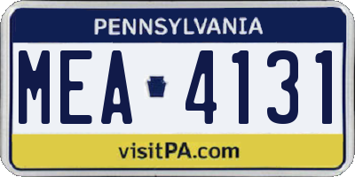 PA license plate MEA4131