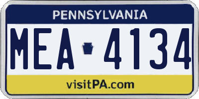 PA license plate MEA4134