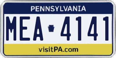 PA license plate MEA4141