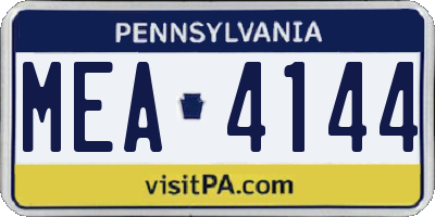 PA license plate MEA4144