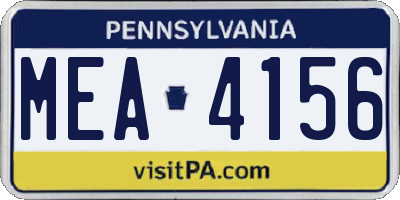 PA license plate MEA4156