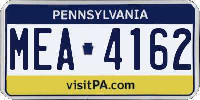 PA license plate MEA4162