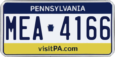 PA license plate MEA4166
